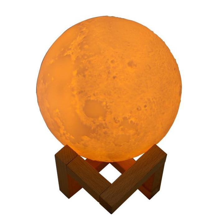 Compact portable air purifier and humidifier with moon lamp, ideal for bedroom or small spaces, USB powered.