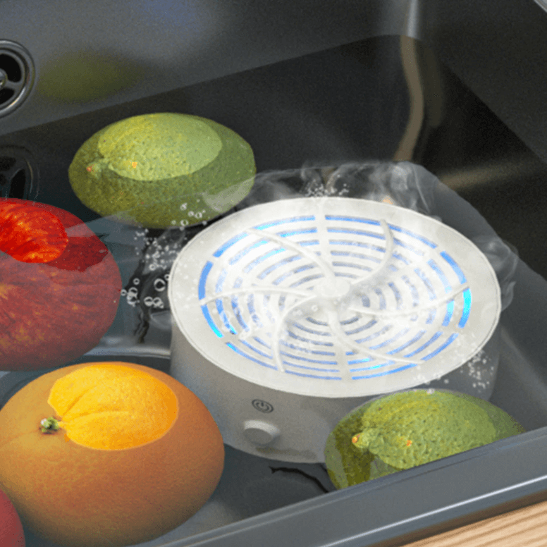 Home essential: Portable kitchen gadget, an ionic cleaner for fresh fruits & vegetables, promoting food safety.
