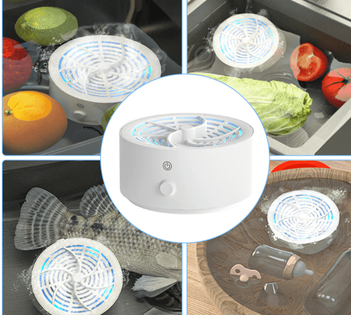 Healthy living made easy with this portable food cleaning device for fruits & vegetables. Chemical-free ionic purifier.