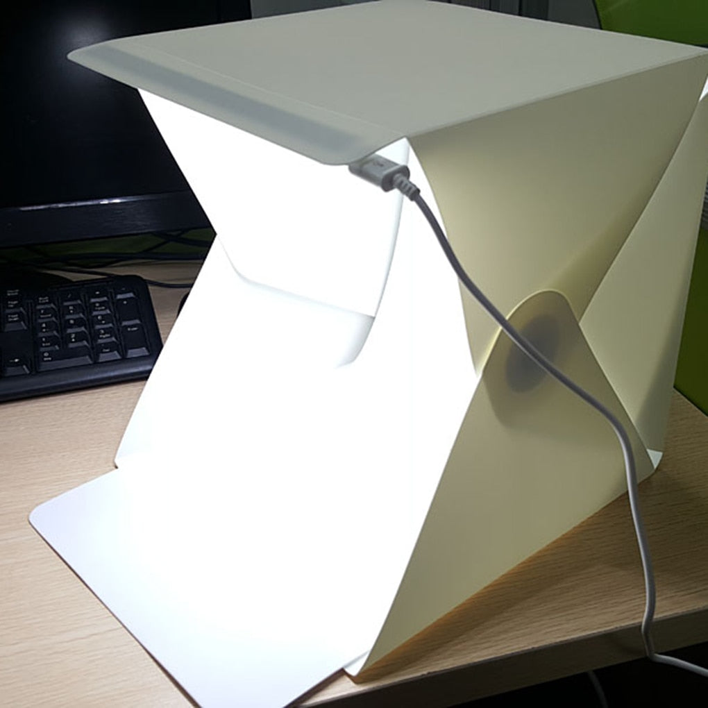 Compact LED light box for product photography. A foldable photo studio solution for professional-quality images.