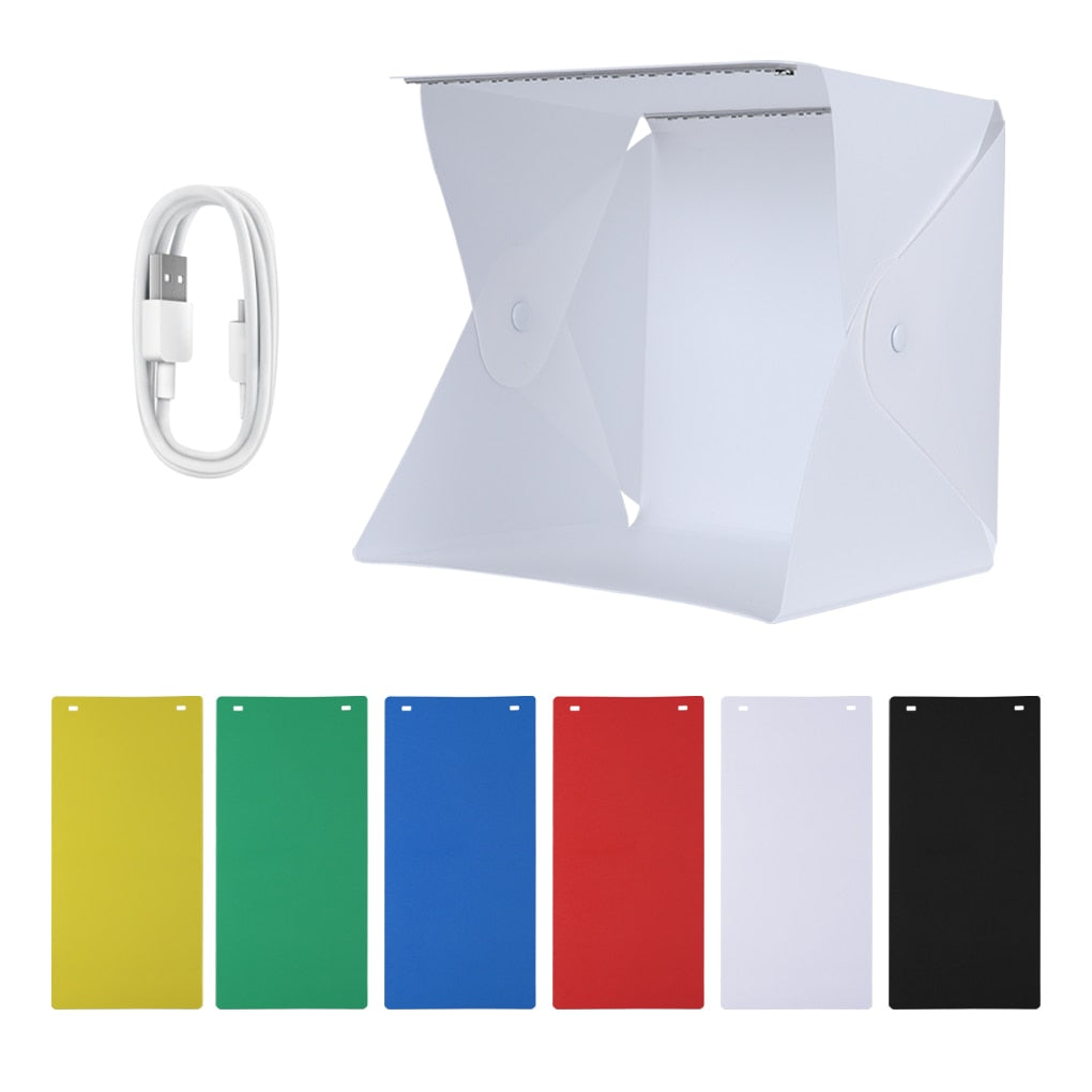 Versatile portable photography studio kit with LED lights, perfect for creating stunning product images anywhere.