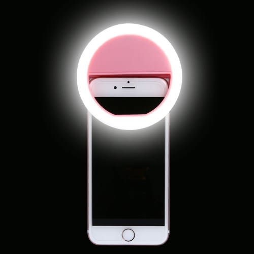 Clip-on LED ring light for smartphones, enhancing selfies, video calls & content creation.