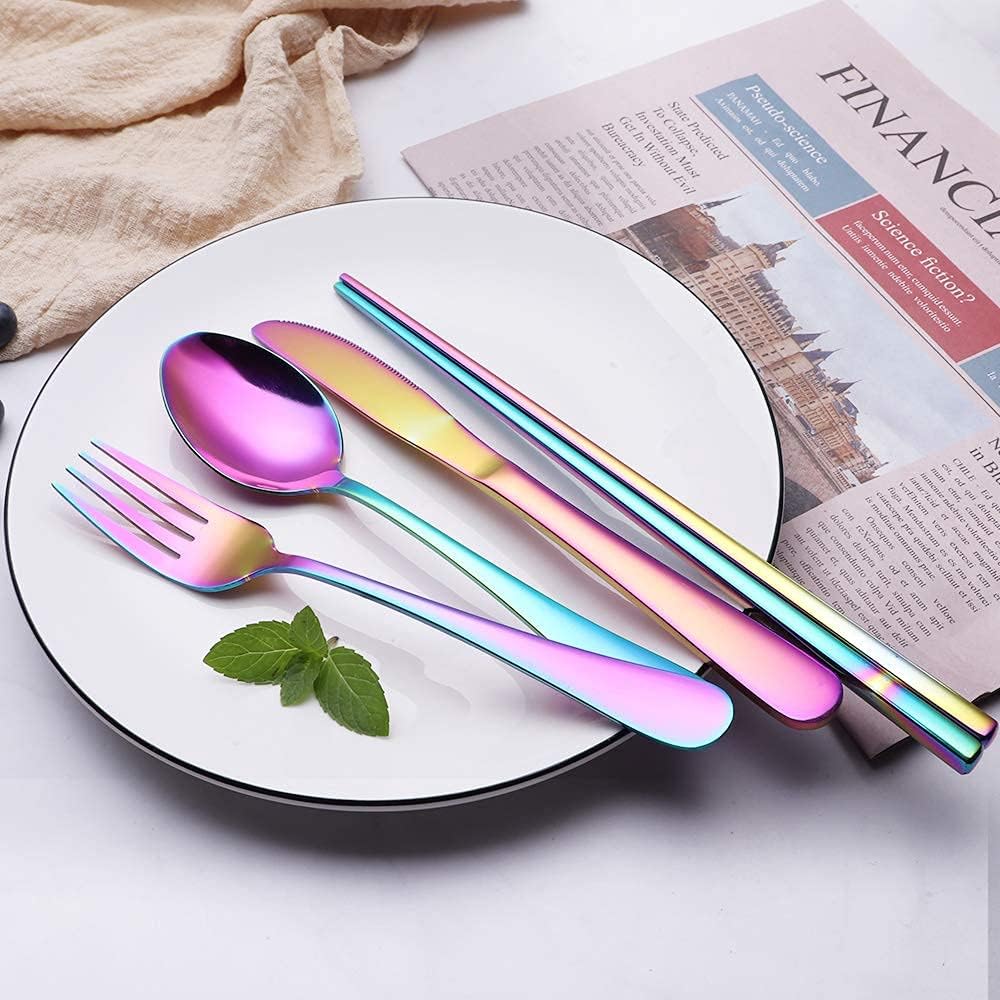 Eco-friendly stainless steel travel set for zero-waste dining.