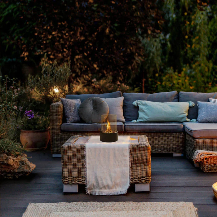 Compact portable fire pit, perfect for enhancing ambiance on any tabletop, great for indoor decor & patio.