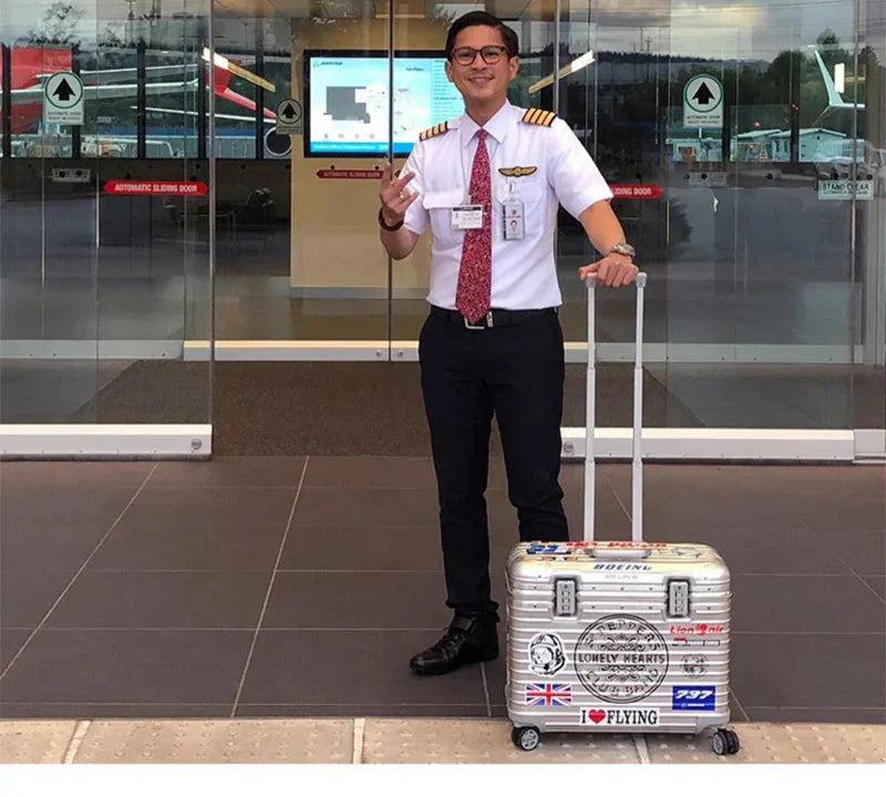 Monaco premium aluminium-magnesium hard case suitcase, sleek unisex travel luggage.