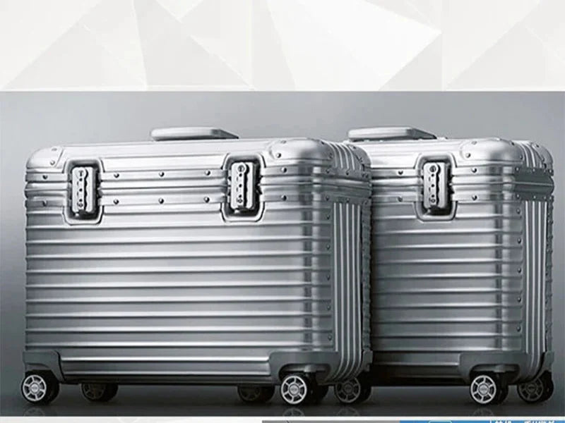 Stylish unisex travel suitcase, durable aluminium-magnesium hard shell luggage.