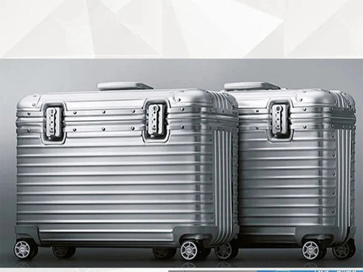 Stylish unisex travel suitcase, durable aluminium-magnesium hard shell luggage.