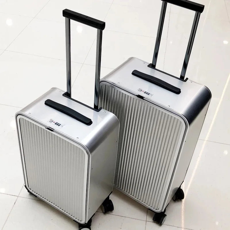 Premium unisex aluminum hardshell suitcase, durable & secure, ideal for travel.