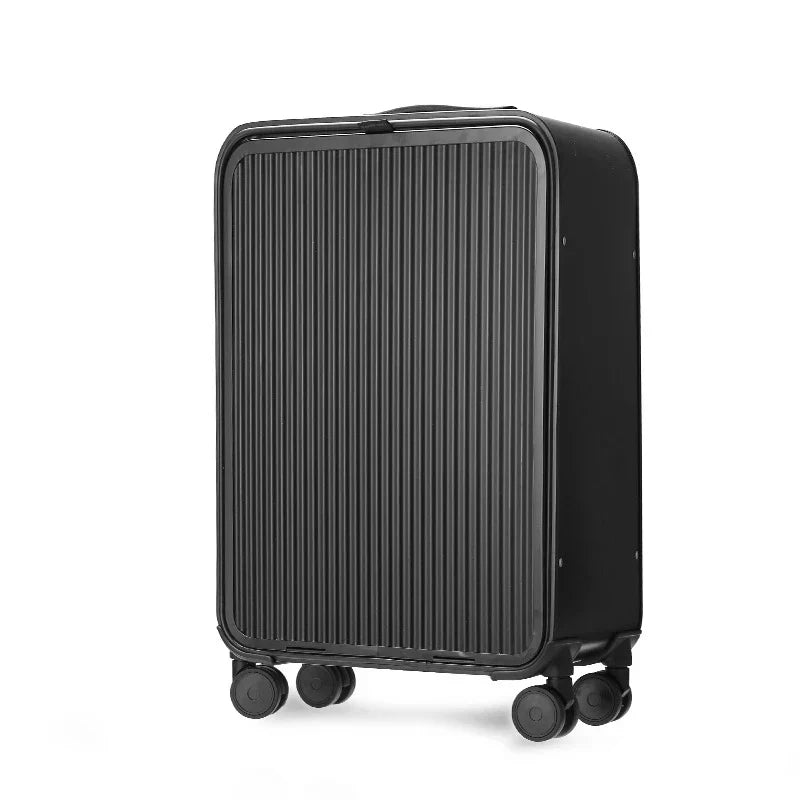 High-quality unisex aluminum hardshell rolling suitcase, durable & secure for premium travel.