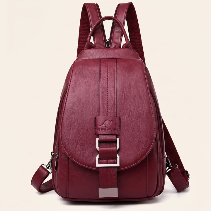 Premium women's water-resistant leather backpack for daily use & travel.