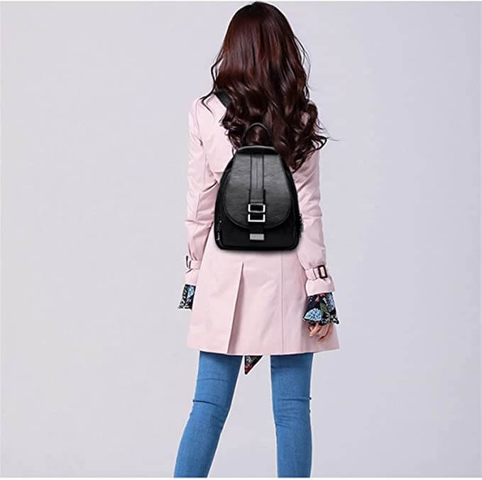 Fashion-forward women's leather backpack, water-resistant for all-weather style.
