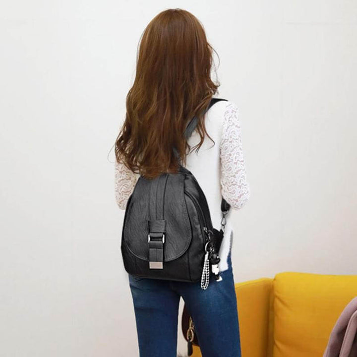 Premium women's water-resistant leather backpack, a fashionable and practical bag.