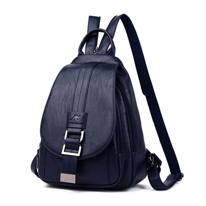 Chic water-resistant leather backpack for women, perfect for work, school, or travel.