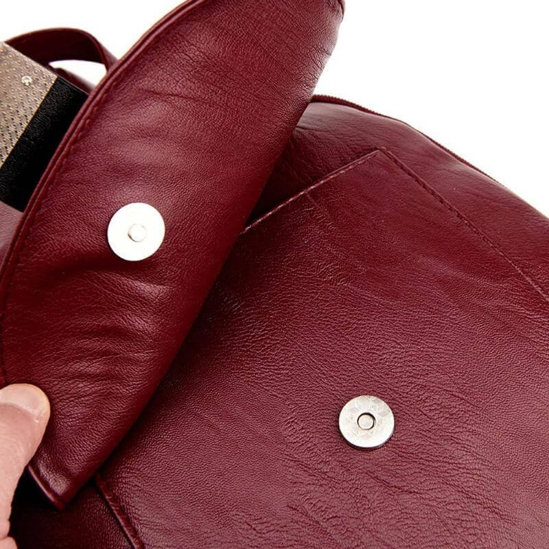 Secure women's water-resistant leather backpack, premium quality for daily needs.