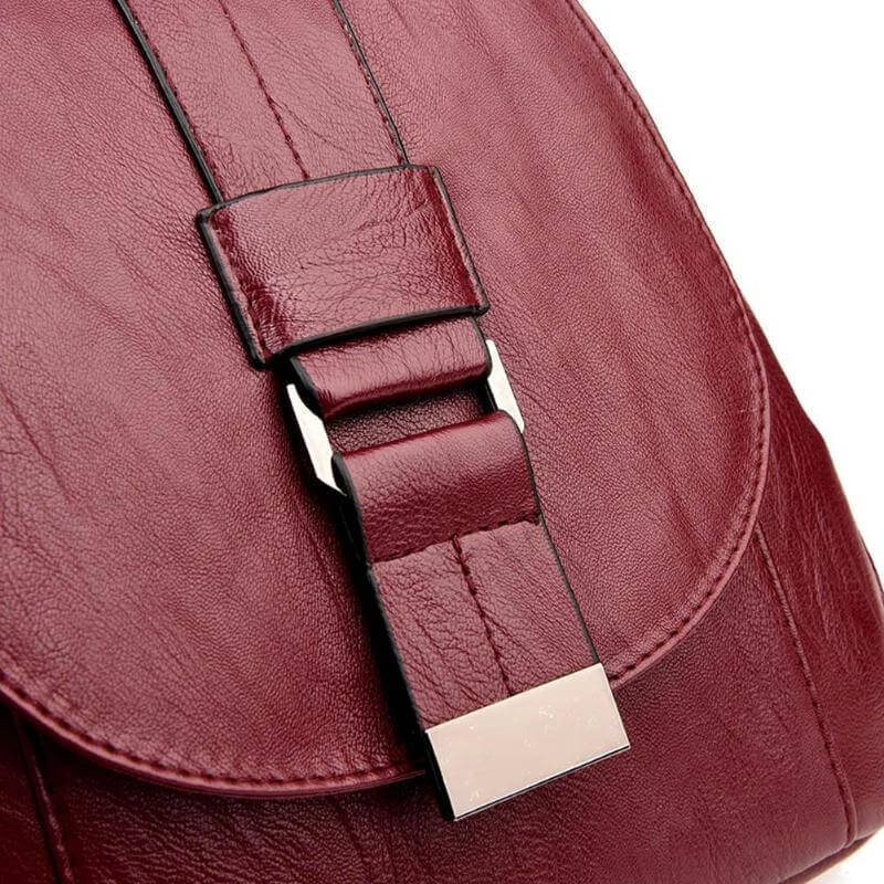 Travel-ready women's water-resistant leather backpack, anti-theft design for safety.