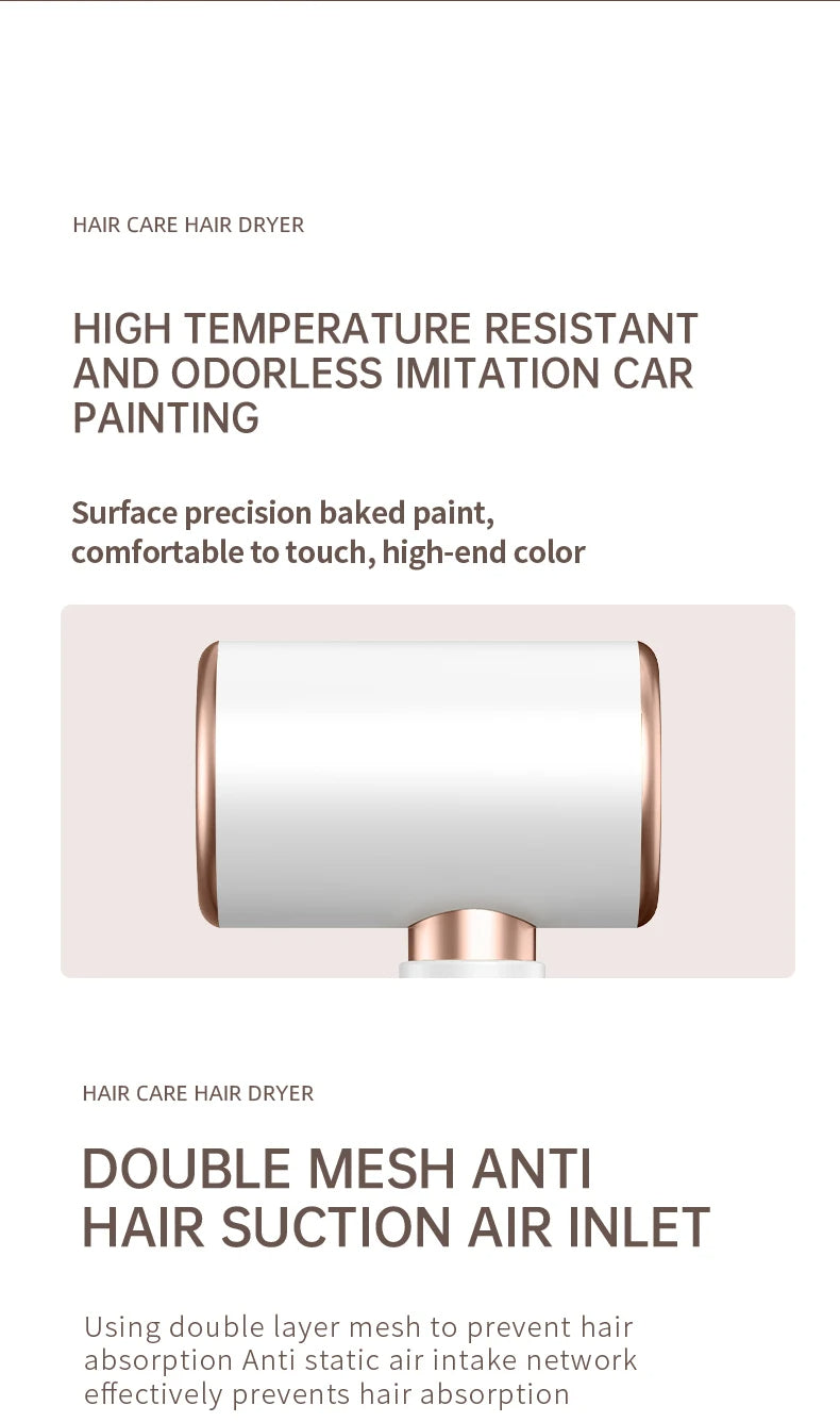 Professional 2400W hair dryer, negative ions, fast drying for smooth, salon finish.