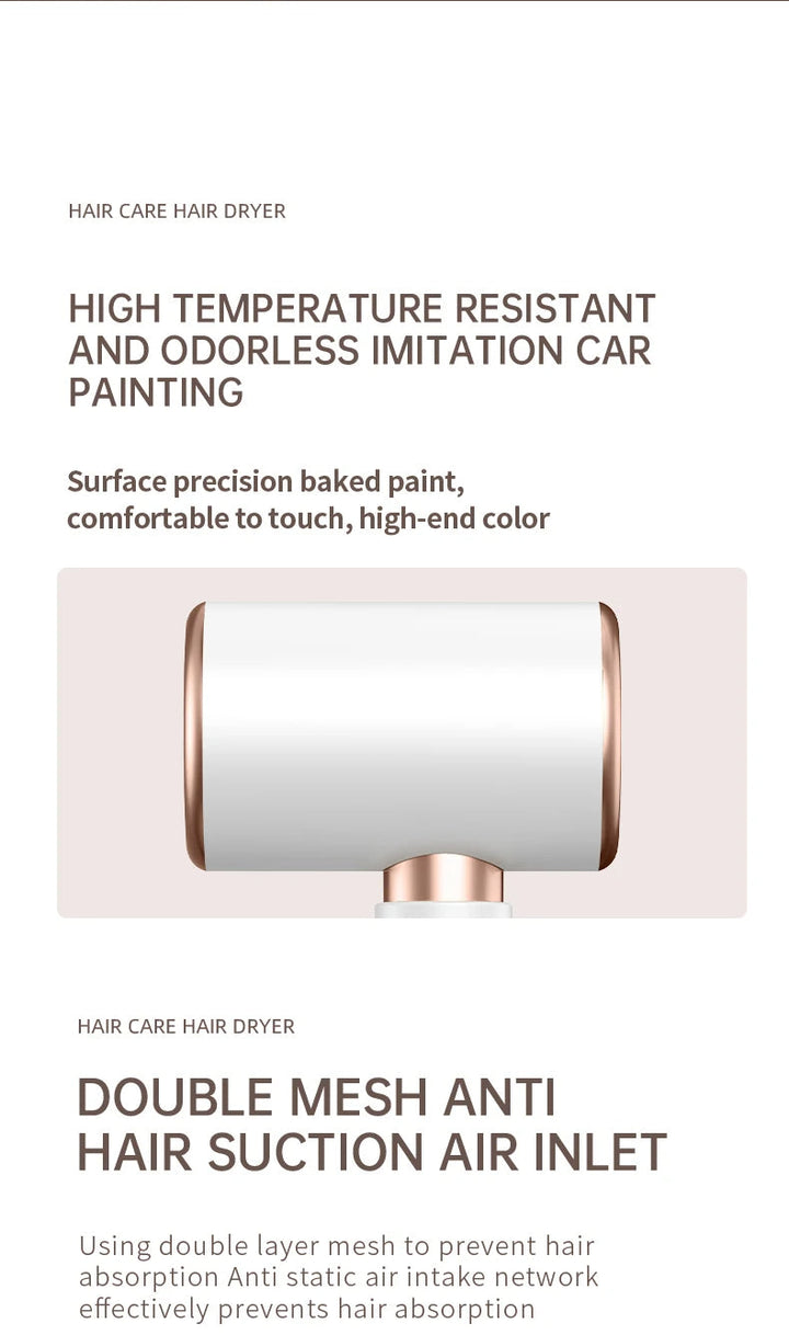 Professional 2400W hair dryer, negative ions, fast drying for smooth, salon finish.