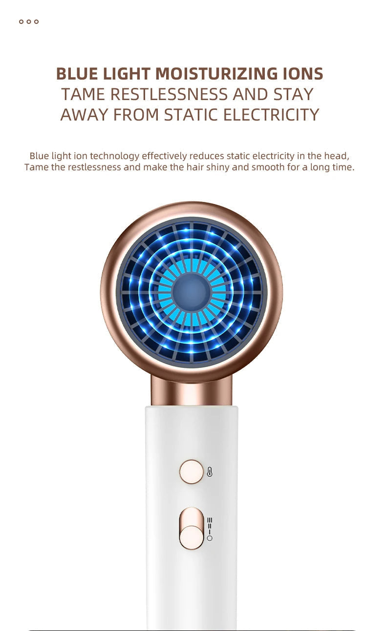 Fast-acting 2400W hair dryer for women, negative ions for superior frizz control & shine.