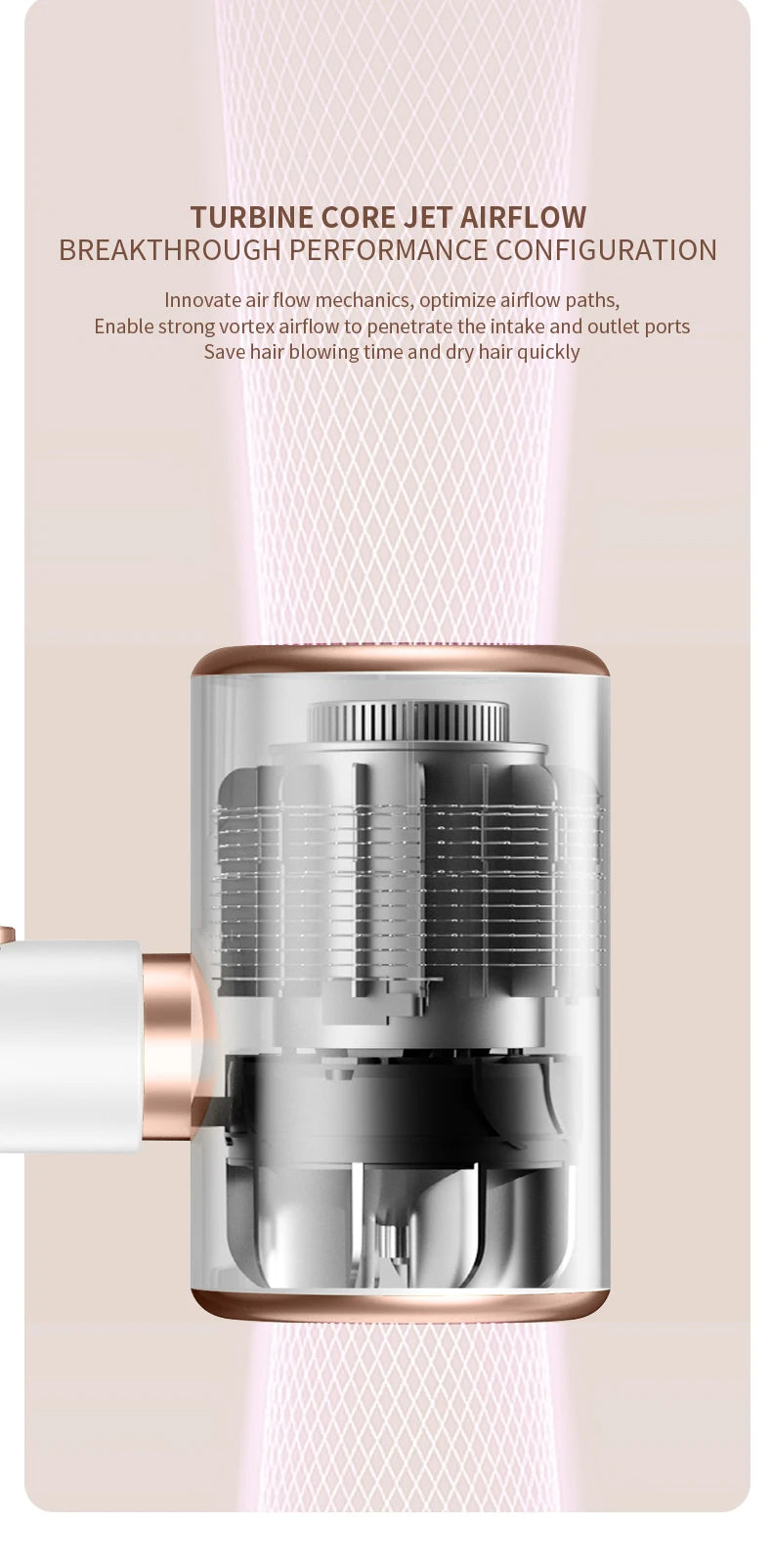 Professional 2400W hair dryer, negative ions for quick, damage-free, healthy hair drying.