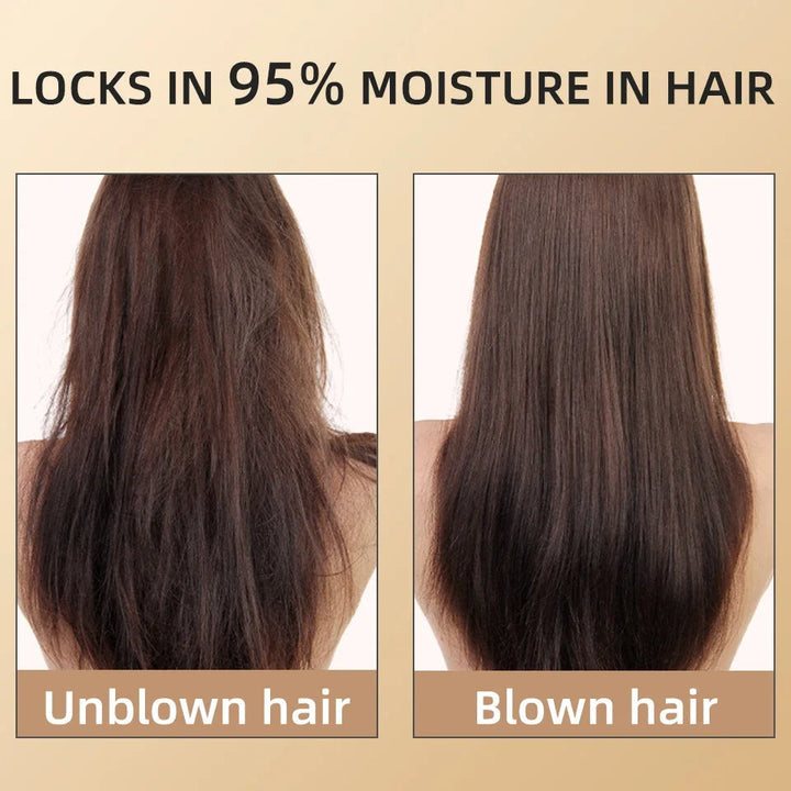 Powerful 2400W hair dryer, negative ions, promotes healthy, shiny, professional hair styling.