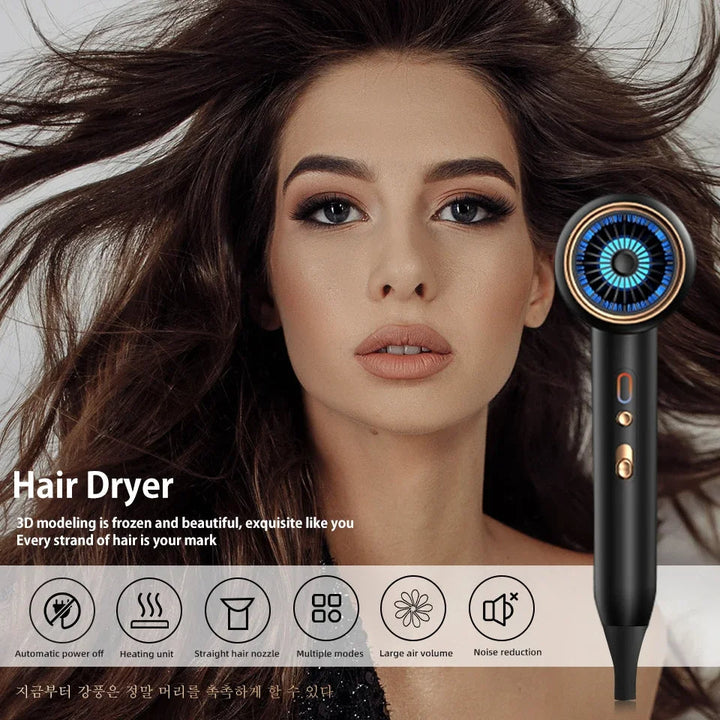 Women's 2400W hair dryer, negative ions for quick, smooth, salon-finish, frizz-free hair.
