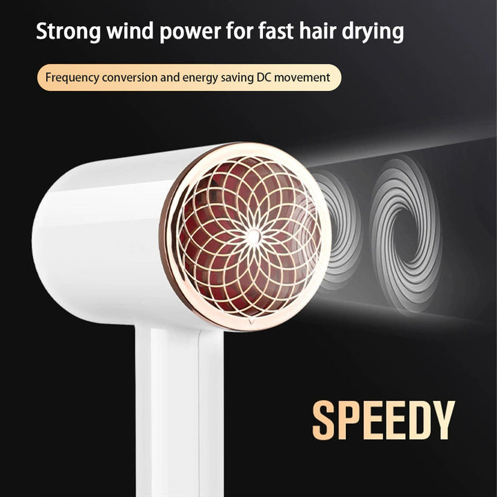 Fast-drying 2400W hair dryer with negative ions, ideal for women's hair care.