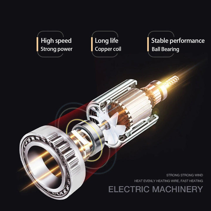 Professional 2400W hair dryer, powerful airflow, negative ions for healthy, shiny hair.