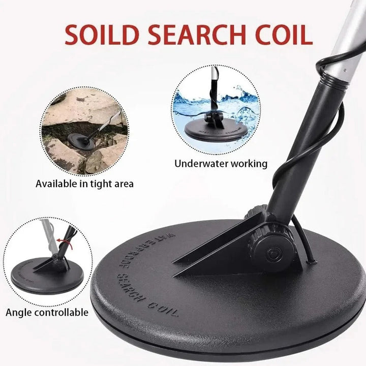 "Professional metal detector for gold hunting, long handle, digital display, outdoor treasure discovery tool."