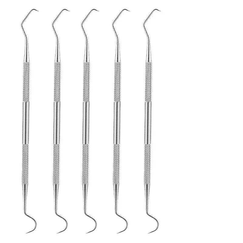 Durable stainless steel dental hygiene tools for removing plaque and tartar, improving oral health.