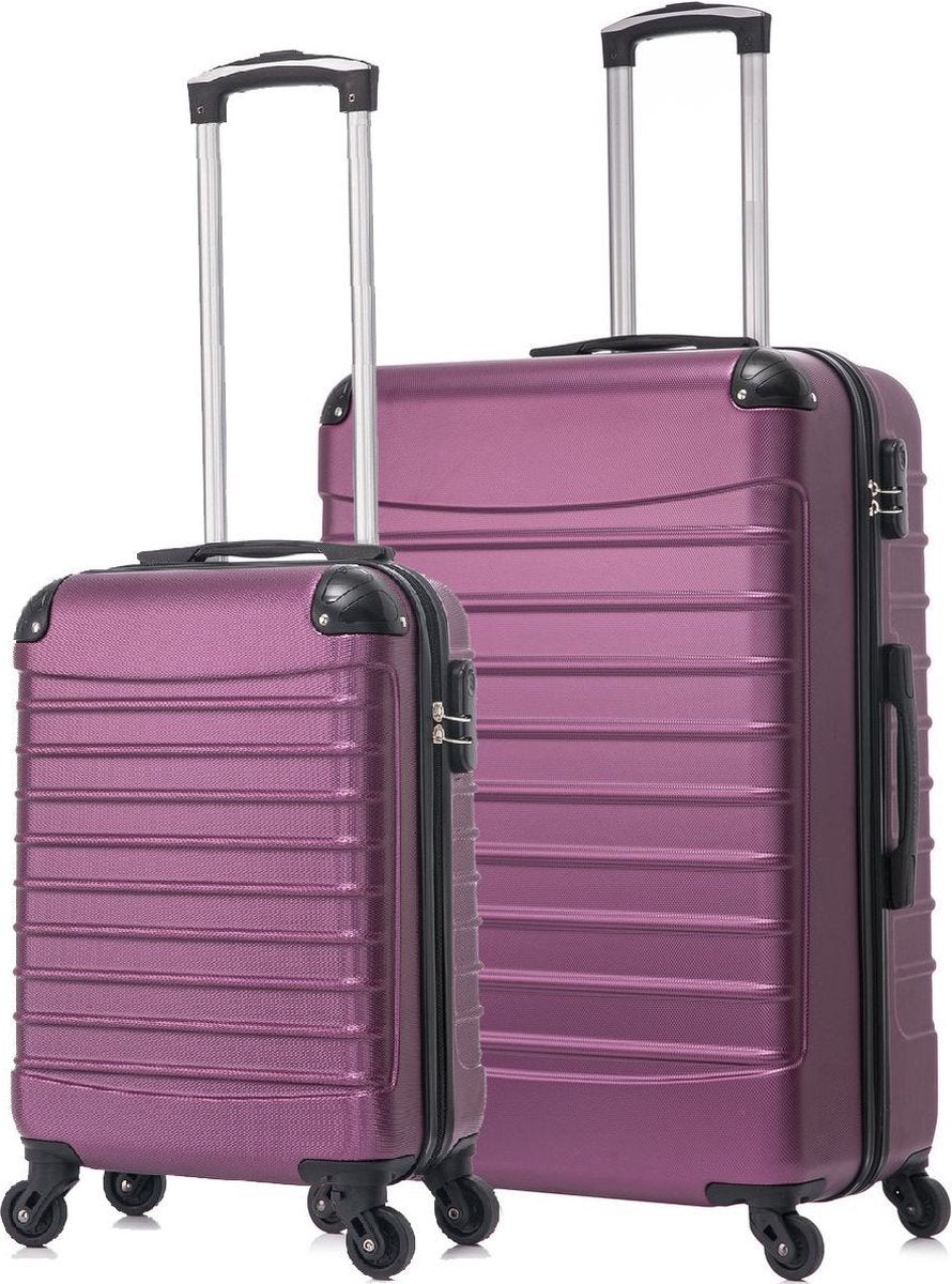 Durable purple hardshell 2-piece luggage set, secure travel bags for your next journey.