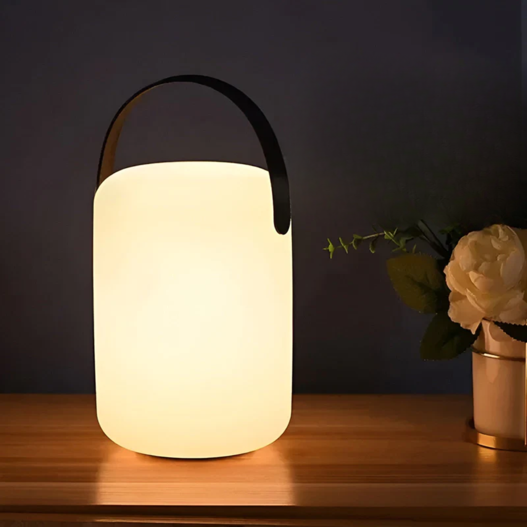 RadianceFlex rechargeable outdoor table lamp, waterproof LED, providing wireless ambiance.