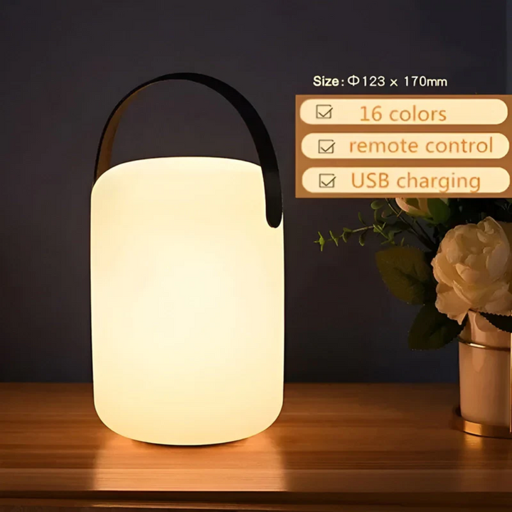 Indoor/outdoor RadianceFlex portable LED table lamp, waterproof and wireless for versatile decor.