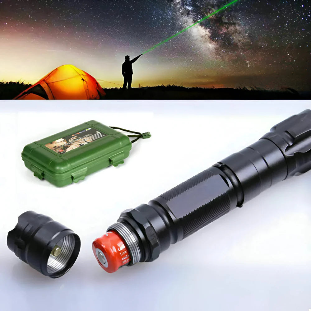 Powerful green laser pointer for professional presentations, visible long-range beam.