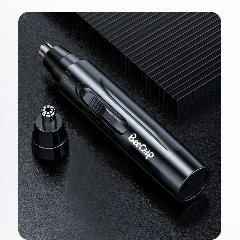 Sleek rechargeable nose & ear trimmer for quick, painless hair removal and grooming.
