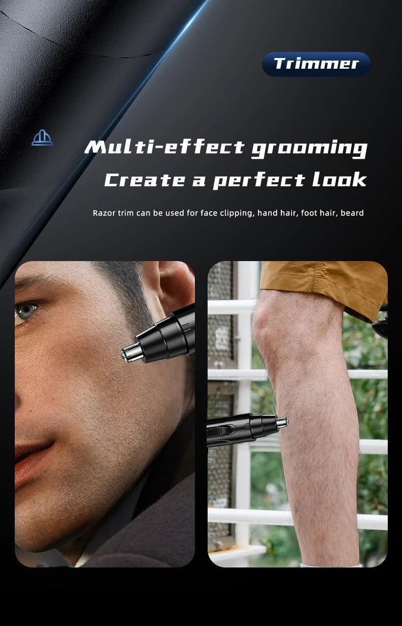 Men's painless rechargeable nose & ear trimmer, ideal for efficient grooming and hygiene.