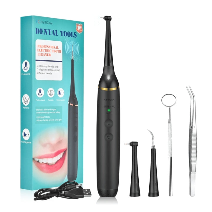 "Rechargeable ultrasonic dental scaler with sleek design, high-frequency vibrations, USB rechargeable for effective oral care