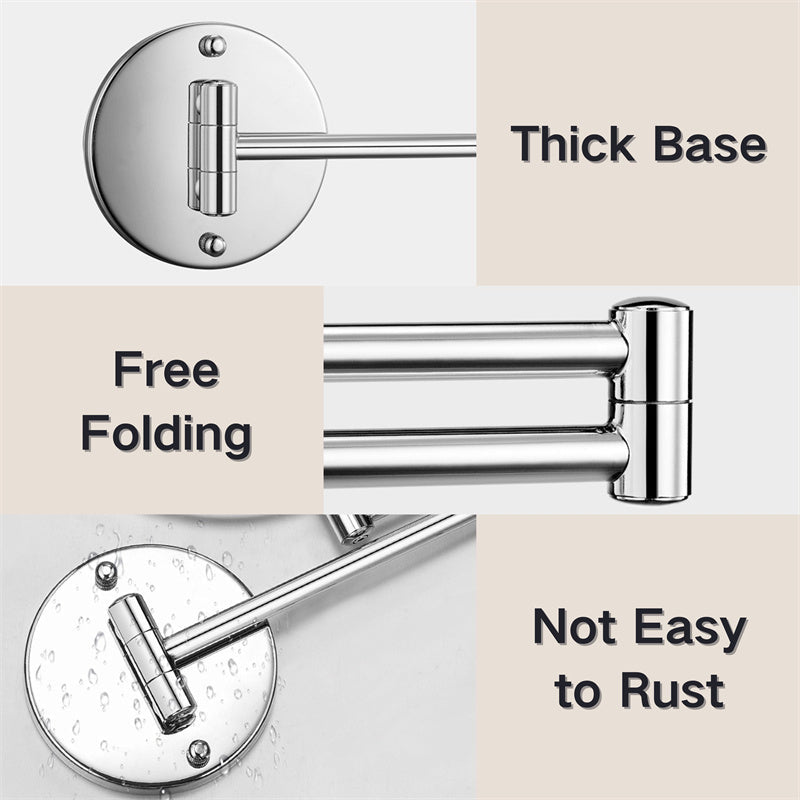 "Rechargeable wall mounted shaving mirror with LED lights, featuring three light settings and a sleek modern design."