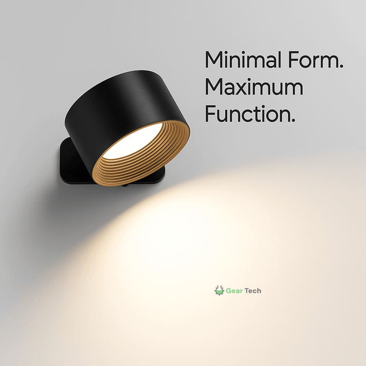 Rechargeable wireless 360° LED wall light with touch control, magnetic rotation, adjustable brightness and color modes in whi