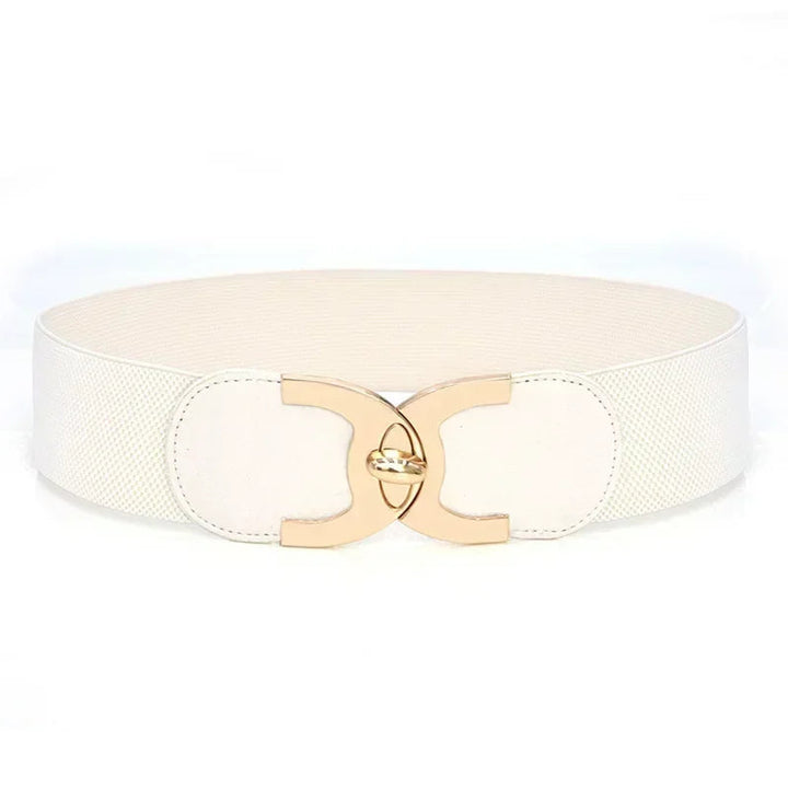 Black Wide Elastic Parisian Chic Belt, women's waist belt, elegant French fashion accessory.