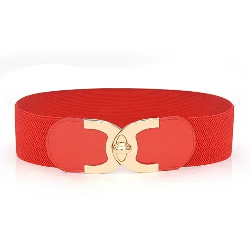 Blue Wide Elastic Parisian Chic Belt for women, elegant elastic belt in Parisian style.