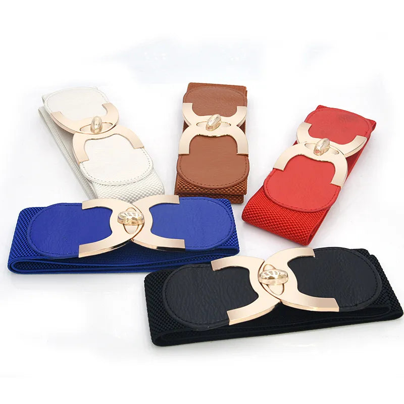 Chic Wide Elastic Parisian Belt, perfect for women's dresses, adds a stylish waist definition.