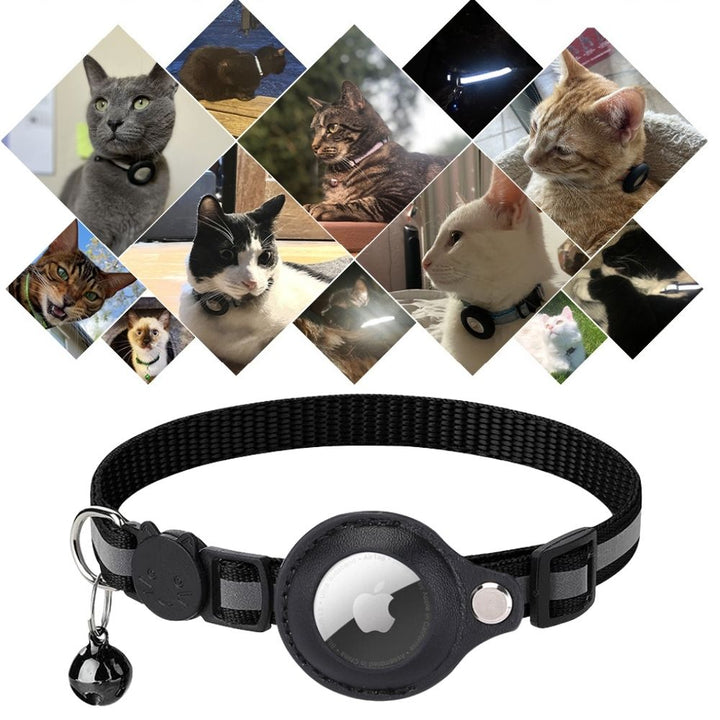 "Reflective cat GPS tracker collar with quick release, enhances safety and visibility for your pet's outdoor adventures."