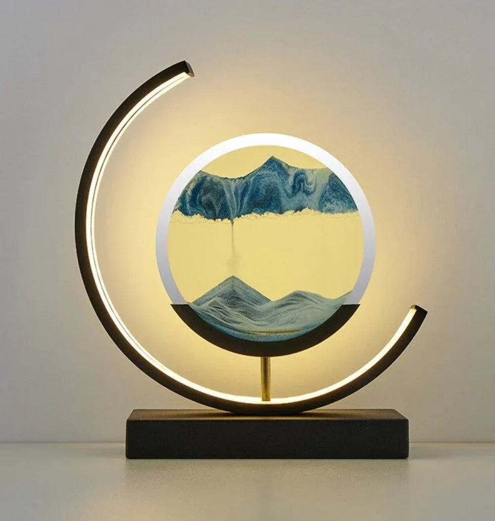 Dynamic sand art lamp with ambient light, creating captivating landscapes for relaxation & stress relief.