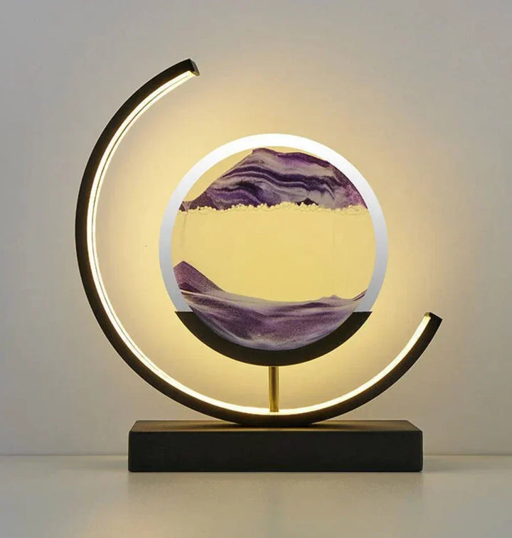 Stress-relieving sand art table lamp, featuring evolving landscapes for peaceful office or living room decor.