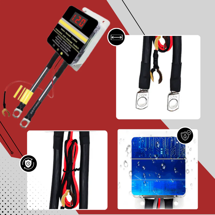 Anti-theft remote battery disconnect switch, 12V automotive system protection, vehicle accessory.