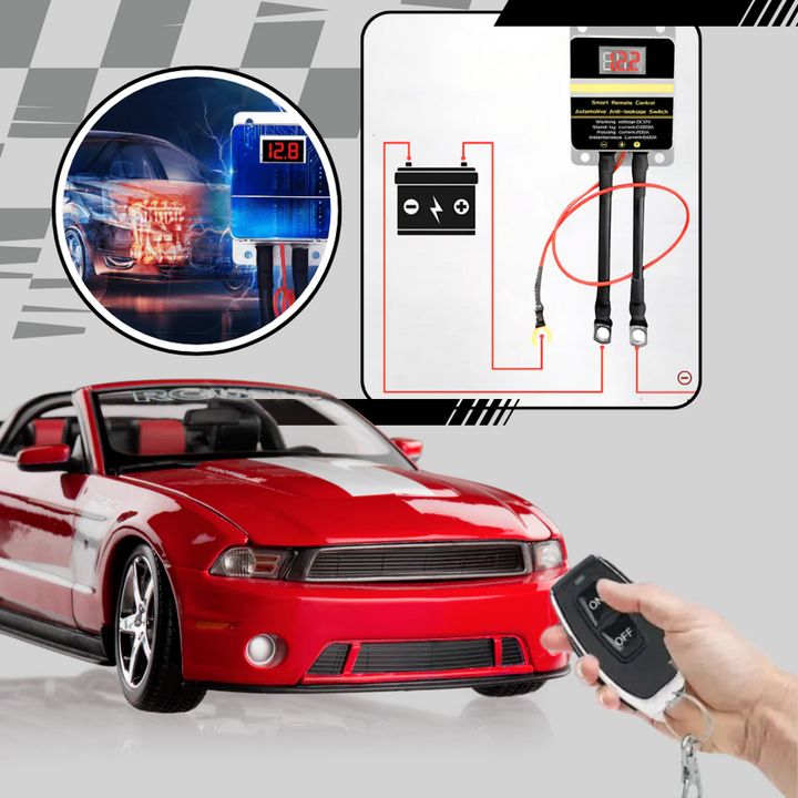 Remote 12V car battery power cutoff switch, essential vehicle accessory for safety & anti-theft.