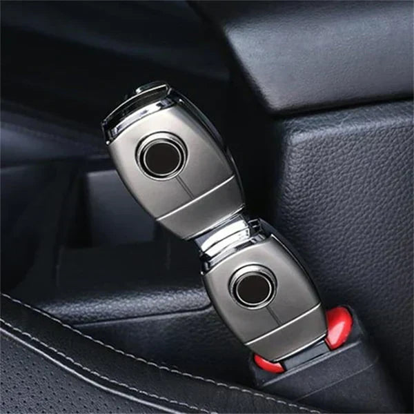 UK legal rigid metal seat belt extender for premium cars, zinc alloy construction, precision electroplating, enhanced safety and comfort.