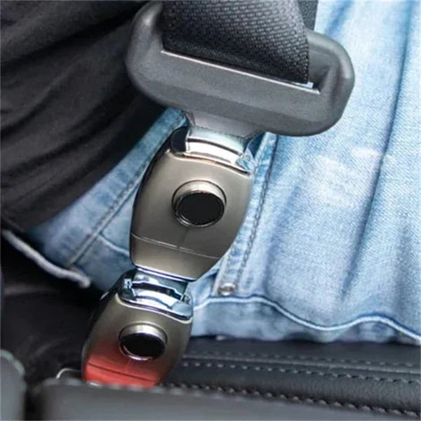 UK legal rigid metal seat belt extender for premium cars, zinc alloy construction, precision electroplating, enhanced safety and comfort.