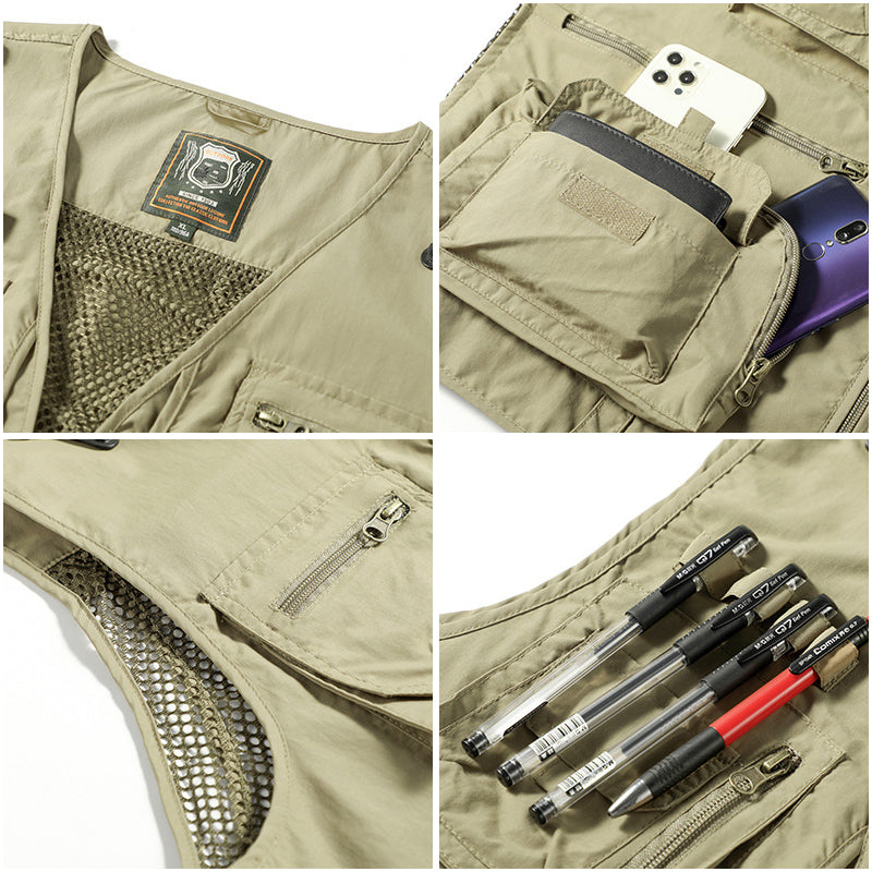ActionGuard men's tactical fishing vest, ideal for hiking, camping, and outdoor adventures.
