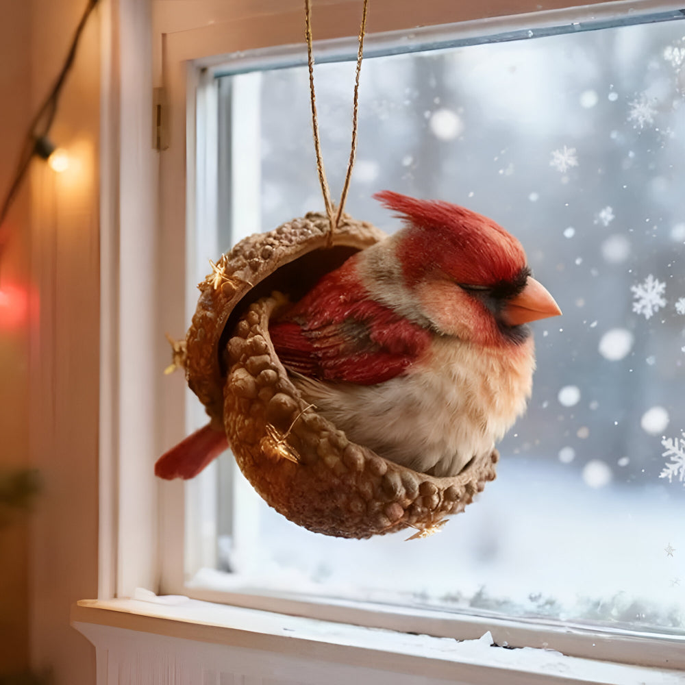 Handcrafted woodland animal acorn ornaments, charming rustic Christmas tree decor & gifts.